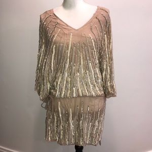 Nude dress w/sequin embellishments. Size S